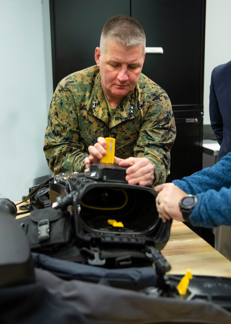 Maj. Gen Tracy W. King, Director of Expeditionary Warfare (OPNAV N95), visited the Diving and Life Support depot during a familiarization tour at Naval Surface Warfare Center Panama City Division January 22.