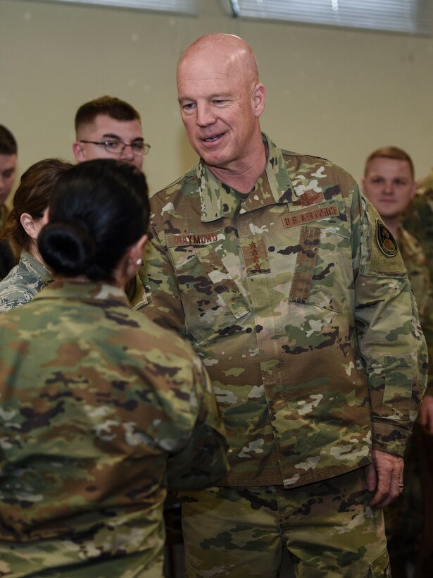 General John Raymond, U.S. Space Force chief of space operations, visits Cavalier Air Force Station to meet Airmen and their families Jan. 10, 2020, on Cavalier Air Force Station, North Dakota. After eating lunch with members of the spouses’ club, Raymond took time to get to know the Airmen and tour the station’s facilities. (U.S. Air Force photo by Senior Airman Melody Howley)