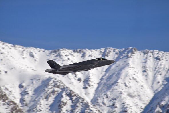 A photo of F-35As taking off at Hill Air Force Base, Utah.
