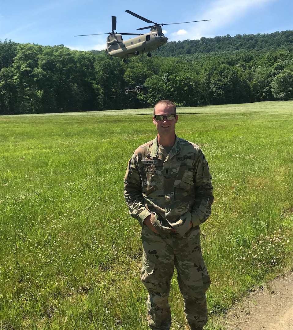Chaplain 1st Lt. Justin Thomas with the 628th Aviation Support Battalion, 28th Combat Aviation Brigade, 28th Infantry Division, Pennsylvania Army National Guard, based at Fort Indiantown Gap, is a member of both the Pennsylvania National Guard Marathon Team and the All-Guard Marathon Team.