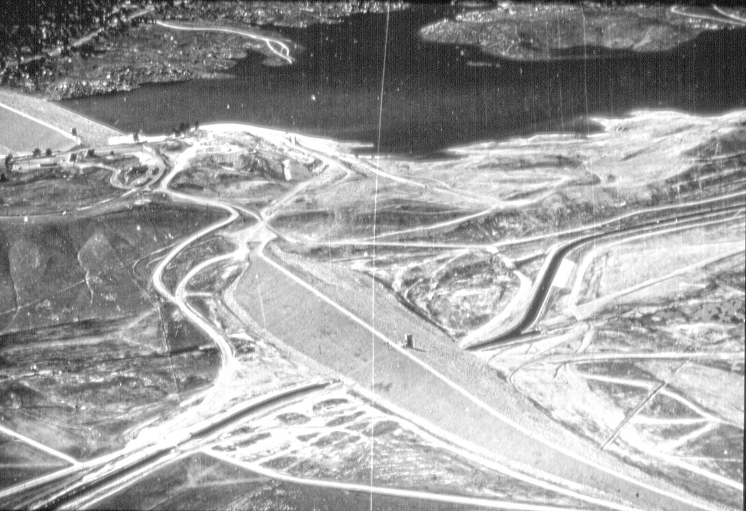 Isabella Auxiliary Dam Aerial 1954