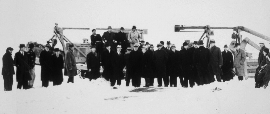 On Jan. 12, 1940, officials from the Ogden Chamber of Commerce, other civic groups, and the nearby Ogden Ordnance Depot gathered in a swirling snowstorm to participate in groundbreaking ceremonies at the newly developing Hill Field.