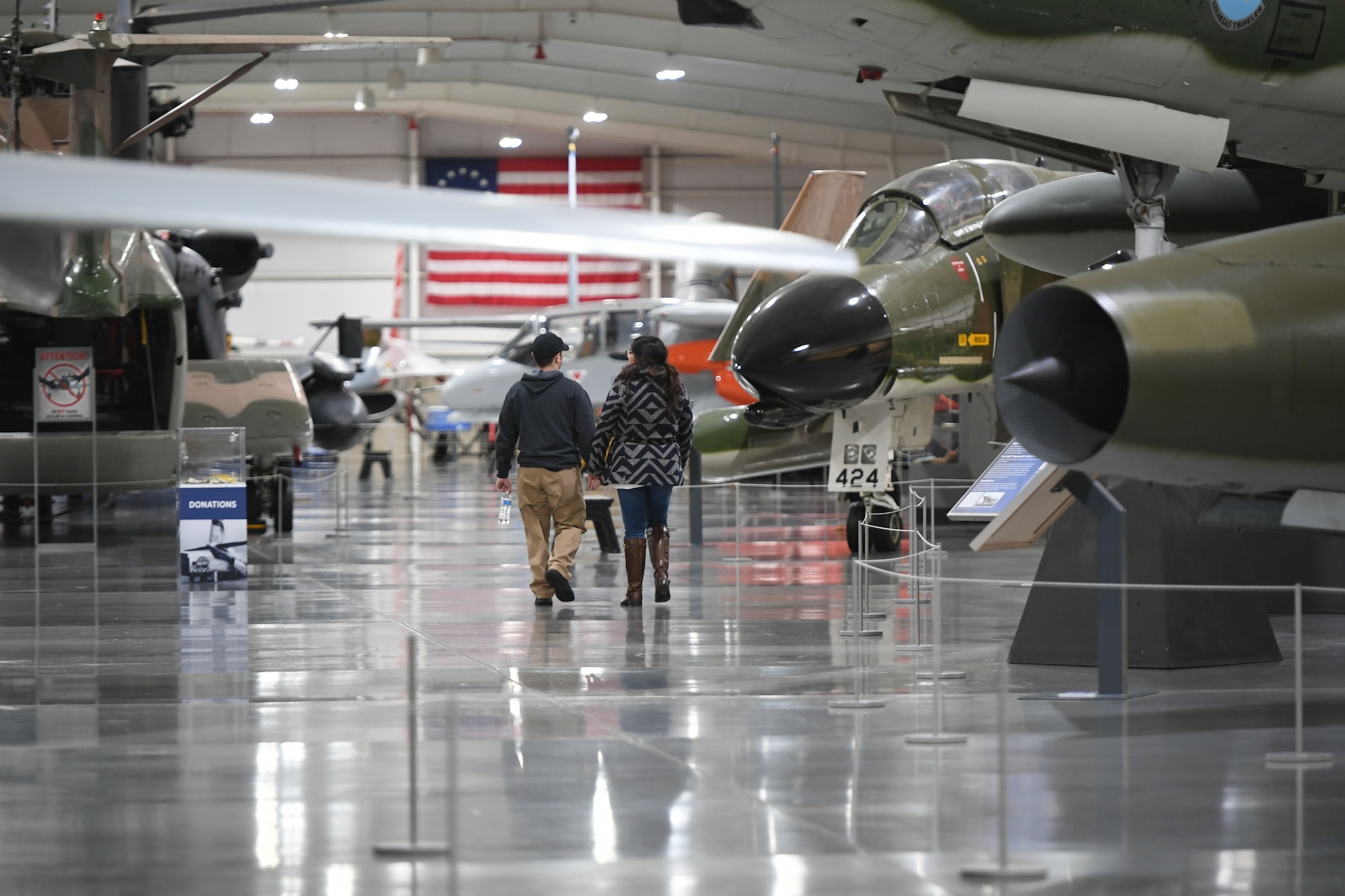 Visitors walk around the Hill Aerospace Museum Dec. 20, 2019 at Hill Air Force Base, Utah. The museum recently celebrated its 5 millionth visitor in November 2019. (U.S. Air Force photo by Cynthia Griggs)