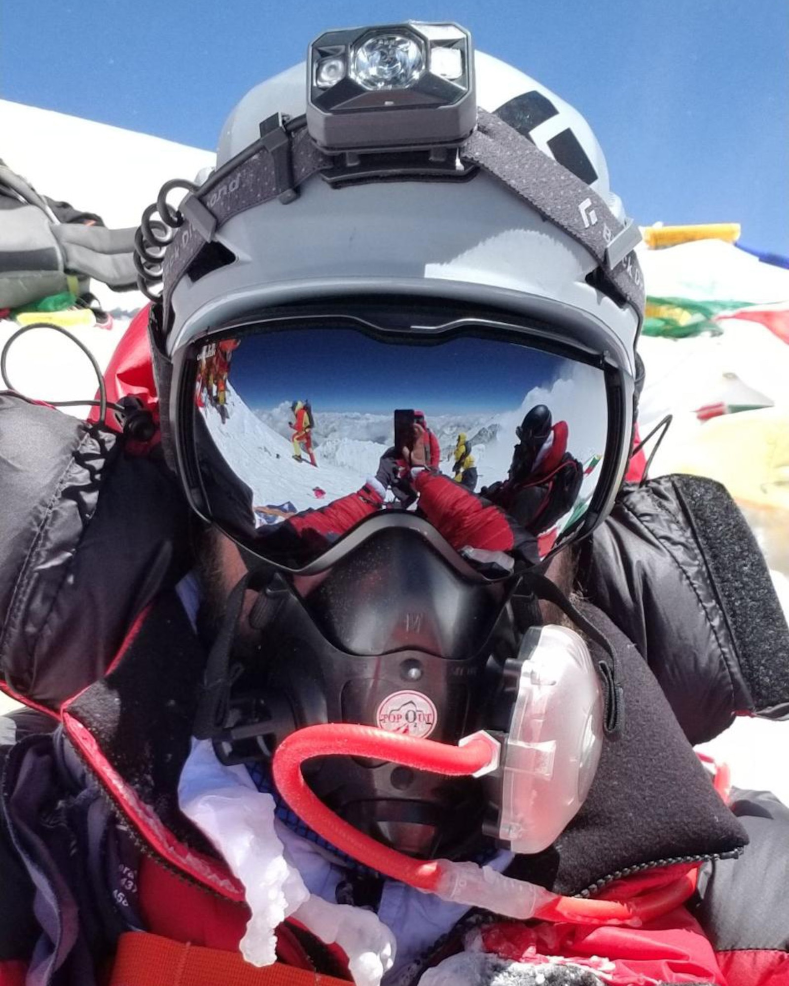 Tech. Sgt. Daniel Wehrly, 931st Maintenance Squadron Technology craftsman, poses for a “selfie” at the top of Mount Everest, May 23, 2019.  Wehrly, a Traditional Reservist, started the summit with two friends and a team of seven local Sherpas to assist them.  The two-month journey began as a personal challenge for Wehrly, an active climber who had already scaled a number of mountains in the U.S.  (Courtesy photo)