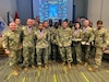 The U.S. Army Recruiting Command Commanding General Maj. Gen. Frank Muth (far left) and Command Sgt. Maj. Tabitha Gavia (far right) take a photo with recruiters from the Raleigh Recruiting Battalion. Sgt. 1st Class Esther Kuttler, Sgt. 1st Class Jeffrey Thompson, Staff Sgt. Michael Crump, Jr., Staff Sgt. Paul Ernandes, Staff Sgt. Tanesha Friday, Staff Sgt. Jamus Lee, Staff Sgt. David Miller, Staff Sgt. Darius Streeter are the first Soldiers to receive the Glenn E. Morrell Award in 10 years. The Morrell Award is the ultimate achievement award for recruiting excellence. (Photo by Amanda Surmeier, USAREC public affairs)