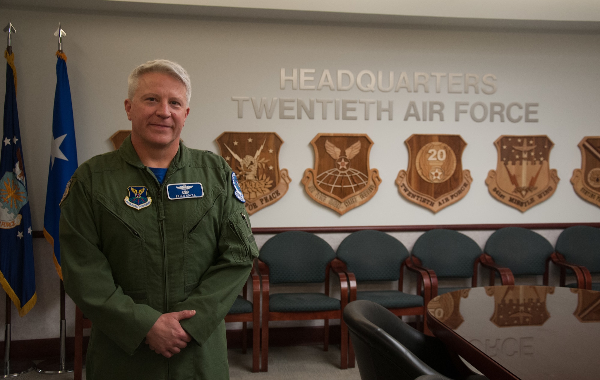 Brig. Gen. Erich Novak, Mobilization Assistant (MA) to the 20th Air Force commander, poses for a photo in the 20th Air Force Headquarters, F. E. Warren Air Force Base, Wyo., Dec. 17, 2019. Novak is leaving 20 AF after serving as the Mobilization Assistant (MA) to the 20 AF Commander for three years.