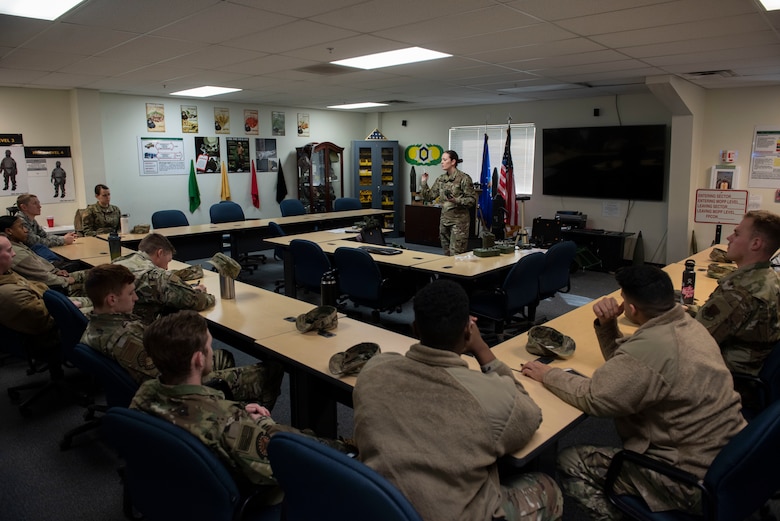 Airmen from the 366th Civil Engineer Squadron learn how to use Joint Chemical Agent Detectors during the Base Emergency Egineer Force training, Jan. 23, 2020, at Mountain Home Air Force Base, Idaho. JCAD systems are capable of detecting chemical vapor elements. (U.S. Air Force photo by Senior Airman Tyrell Hall)