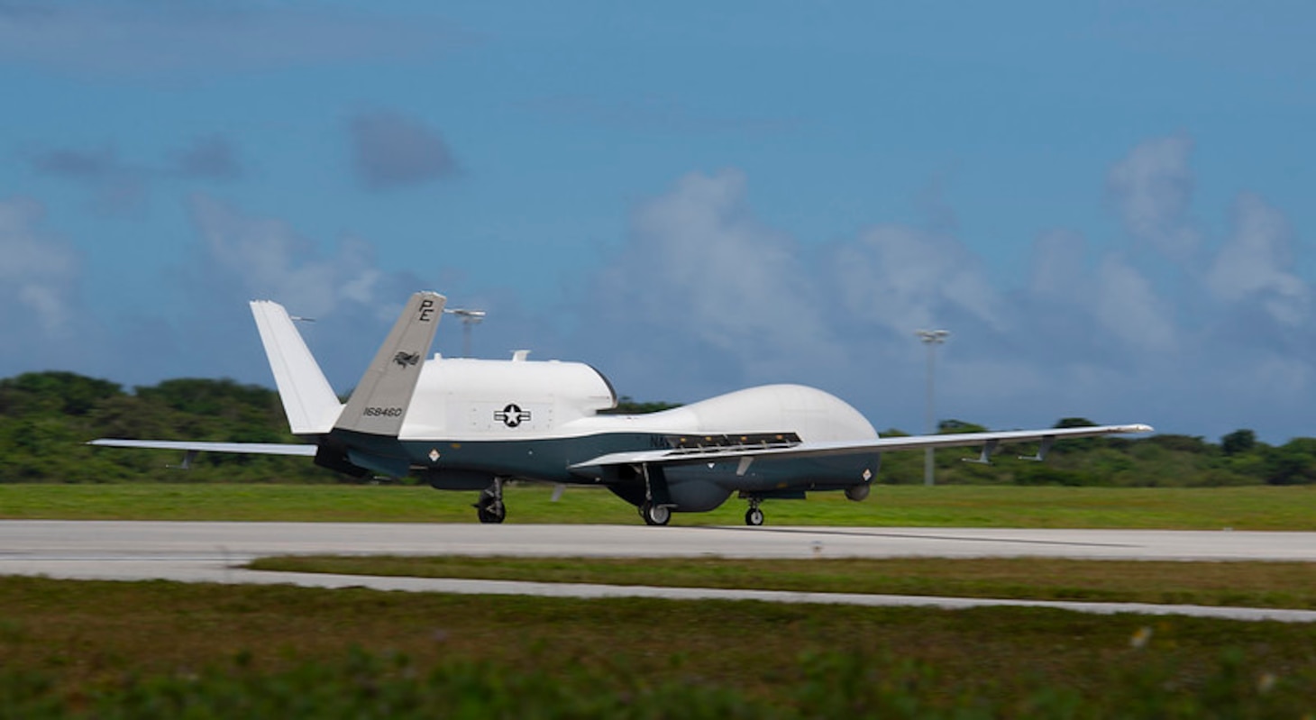 ANDERSEN AIR FORCE BASE, Guam (Jan. 12, 2020) An MQ-4C Triton unmanned aircraft system (UAS) taxis after landing at Andersen Air Force Base for a deployment as part of an early operational capability (EOC) to further develop the concept of operations and fleet learning associated with operating a high-altitude, long-endurance system in the maritime domain. Unmanned Patrol Squadron (VUP) 19, the first Triton UAS squadron, will operate and maintain two aircraft in Guam under Commander, Task Force (CTF) 72, the U.S. Navy's lead for patrol, reconnaissance and surveillance forces in U.S. 7th Fleet.