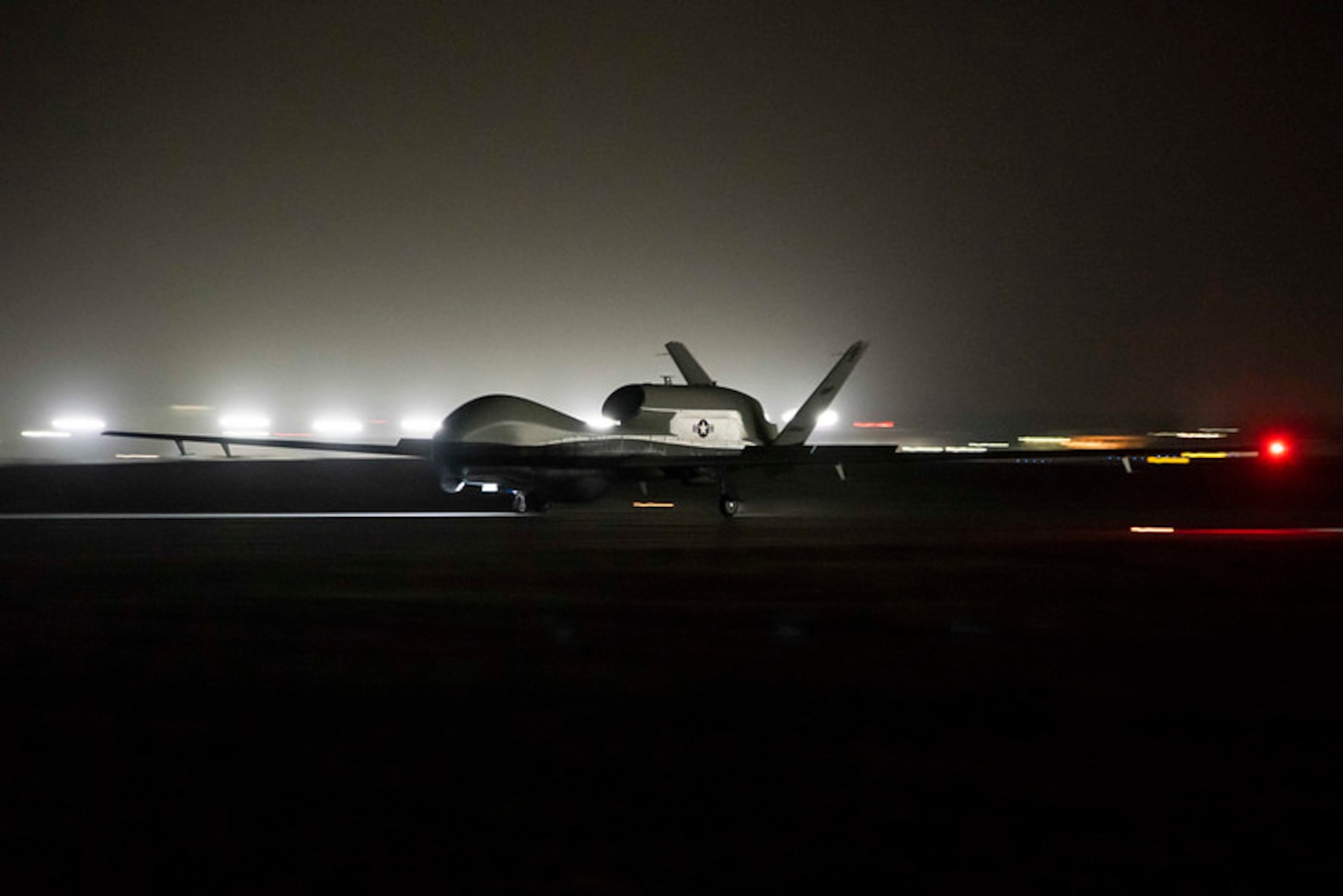 ANDERSEN AIR FORCE BASE, Guam (Jan. 26, 2020) An MQ-4C Triton unmanned aircraft system (UAS) lands at Andersen Air Force Base for a deployment as part of an early operational capability (EOC) to further develop the concept of operations and fleet learning associated with operating a high-altitude, long-endurance system in the maritime domain. Unmanned Patrol Squadron (VUP) 19, the first Triton UAS squadron, will operate and maintain two aircraft in Guam under Commander, Task Force (CTF) 72, the U.S. Navy's lead for patrol, reconnaissance and surveillance forces in U.S. 7th Fleet.