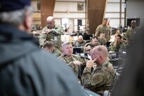 Commander, Joint Task Force Civil Support (JTF-CS) U.S. Army Maj. Gen. William “Bill” Hall gives guidance to members of JTF-CS Joint Operations Center (JOC) following a brief as part of Exercise Sudden Response (SR) 20.