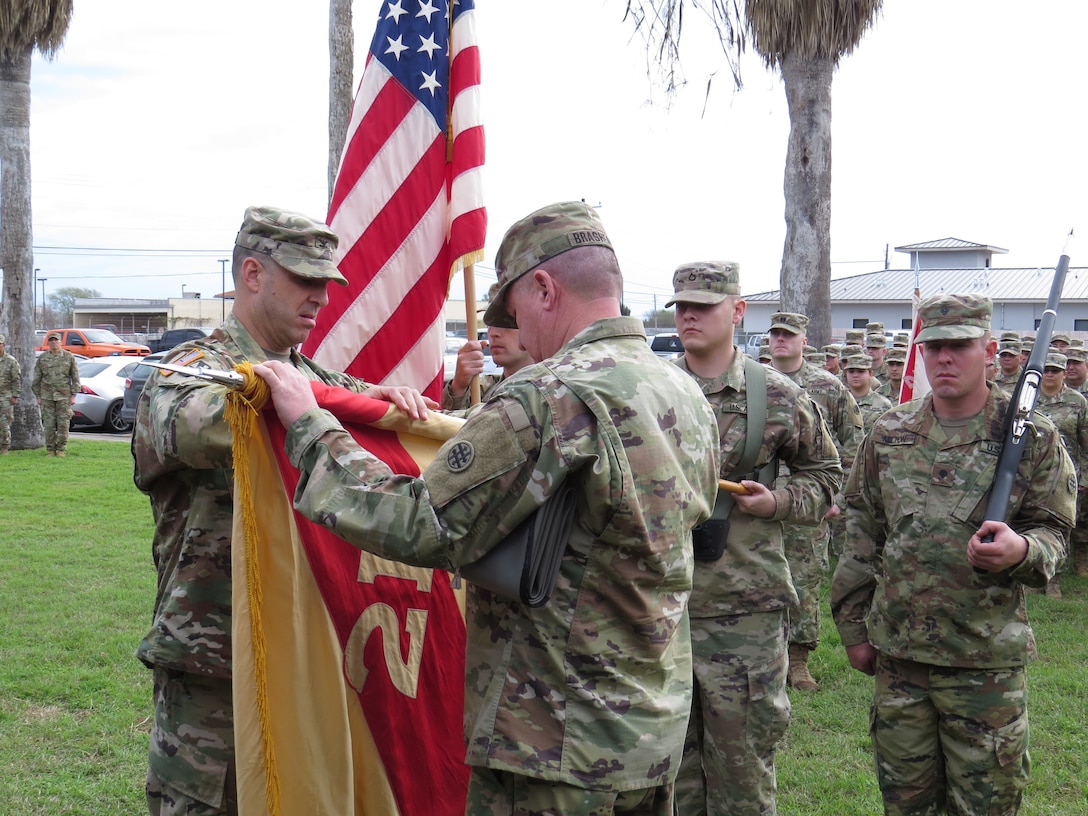 U.S. Army Reserve Soldiers case their colors, prepare for deployment