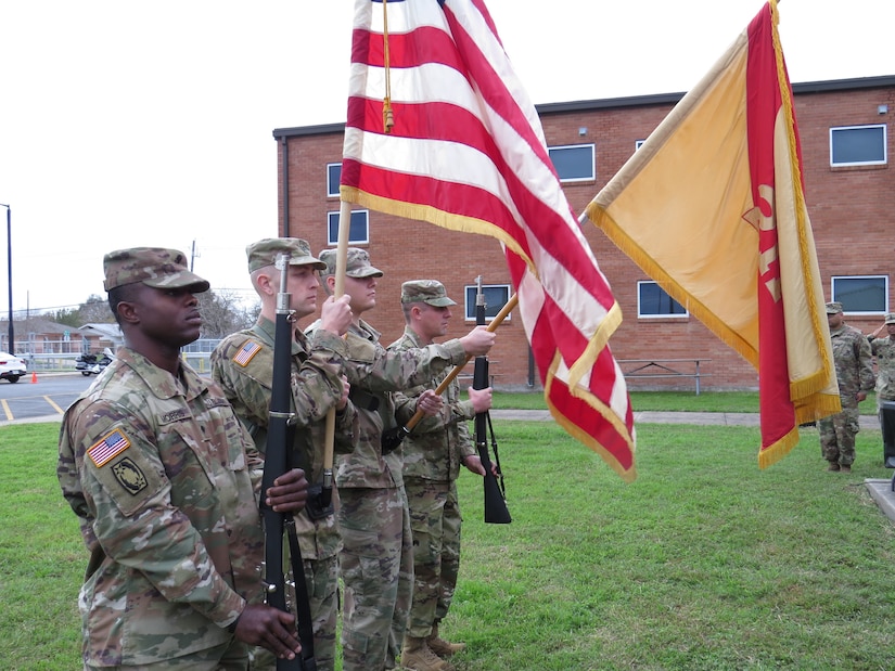 U.S. Army Reserve Soldiers case their colors, prepare for deployment