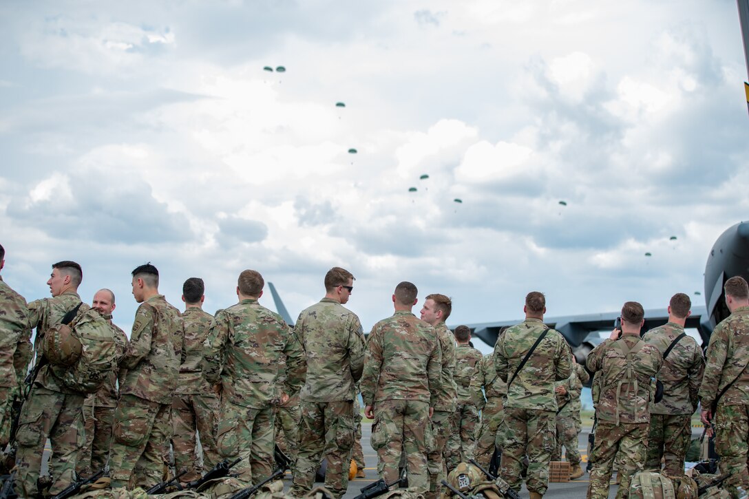 U.S. and Colombian paratroopers train together in Colombia.