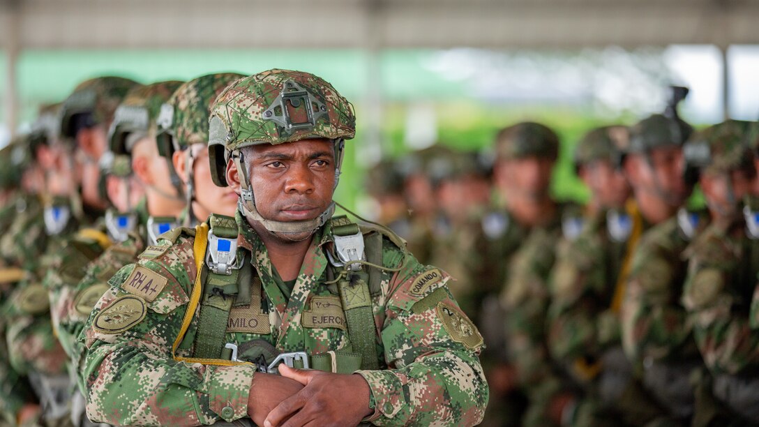 U.S. and Colombian paratroopers train together in Colombia.