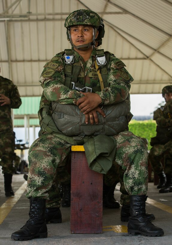 U.S. and Colombian paratroopers train together in Colombia.
