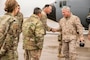 U.S. Marine Corps Gen. Kenneth F. McKenzie Jr., the commander of U.S. Central Command, right, visits Airmen assigned to the 332 Air Expeditionary Wing, Jan. 24, 2020. McKenzie visited the USCENTCOM Area of Responsibility to discuss security and stability in the region with forward deployed service members. (U.S. Marine Corps photo by Sgt. Roderick Jacquote)