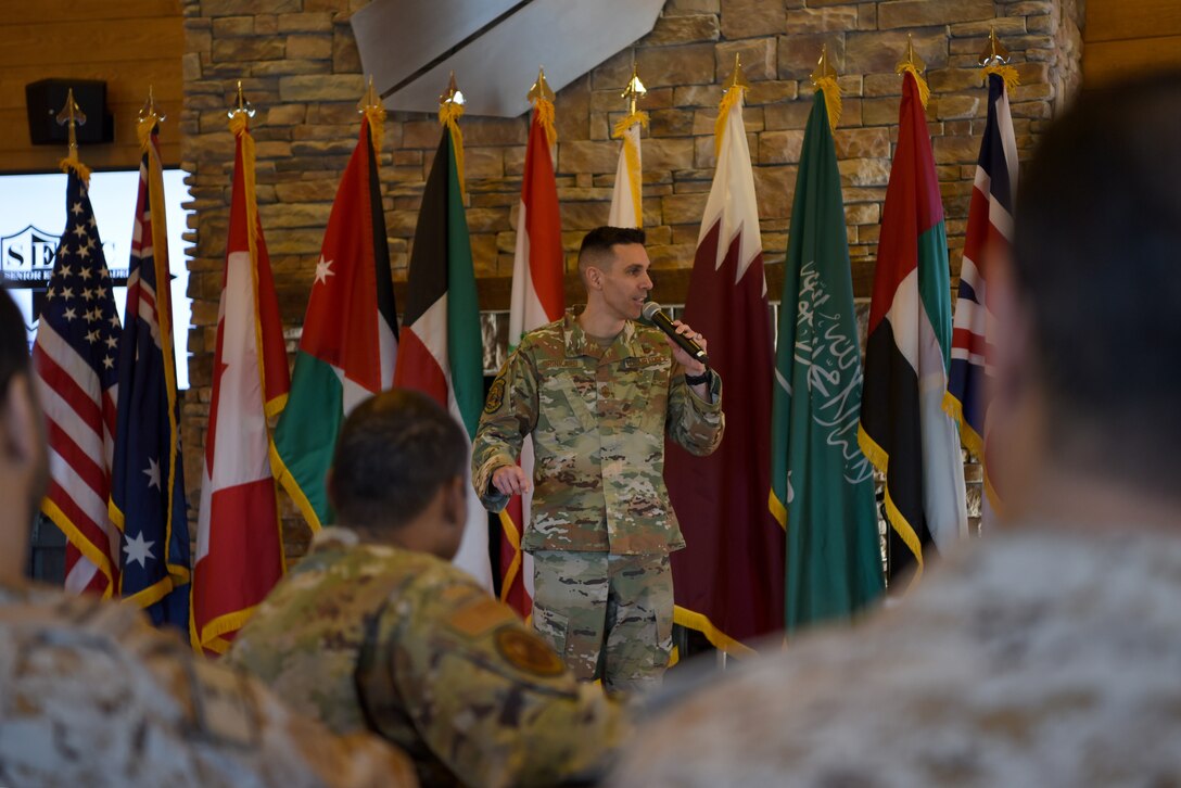 The senior enlisted leaders in attendance are from the U.S., Australia, Canada, Jordan, Kuwait, Lebanon, Pakistan, Qatar, the Kingdom of Saudi Arabia, the United Arab Emirates and the United Kingdom. The conference, lasting from Jan. 6 - 9, consisted of the participants describing the enlisted force stucture of each country's Air Force, a tour of Shaw Air Force Base, S.C., and discussion of how to strengthen the noncommissioned officers in their respective service.