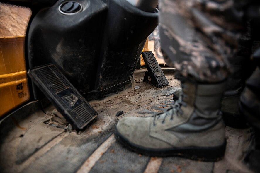 Airman 1st Class Eric Johnson, 919th Special Operations Civil Engineer Squadron pavements and heavy construction equipment specialist, trains on a bulldozer, Jan. 11, 2019, Duke Field, Fla.