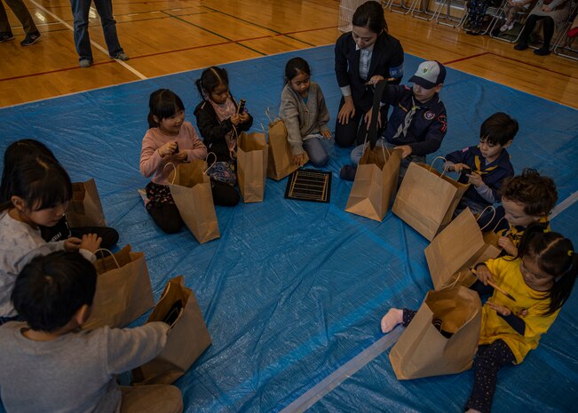 Marine Corps Air Station Iwakuni and Japanese residents, students, and leaders take part in kakizome, at Waki Elementary School, Waki Town, Japan, Jan. 11, 2019. Kakizome is the first calligraphy writing of the year that sets the writers goals for the New Year. (U.S. Marine Corps photo by Lance Cpl. Triton Lai)