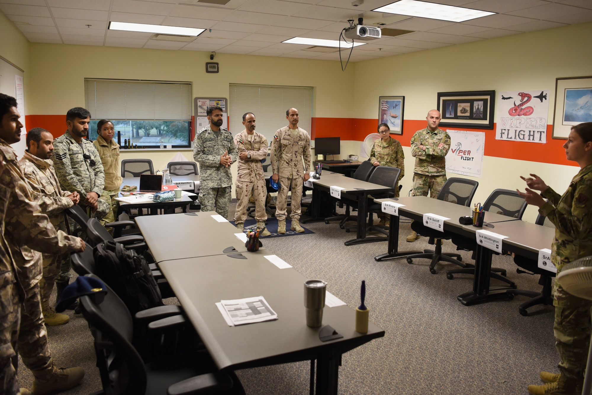 The senior enlisted leaders in attendance are from the U.S., Australia, Canada, Jordan, Kuwait, Lebanon, Pakistan, Qatar, the Kingdom of Saudi Arabia, the United Arab Emirates and the United Kingdom. The conference, lasting from Jan. 6 - 9, consisted of the participants describing the enlisted force stucture of each country's Air Force, a tour of Shaw Air Force Base, S.C., and discussion of how to strengthen the noncommissioned officers in their respective service.