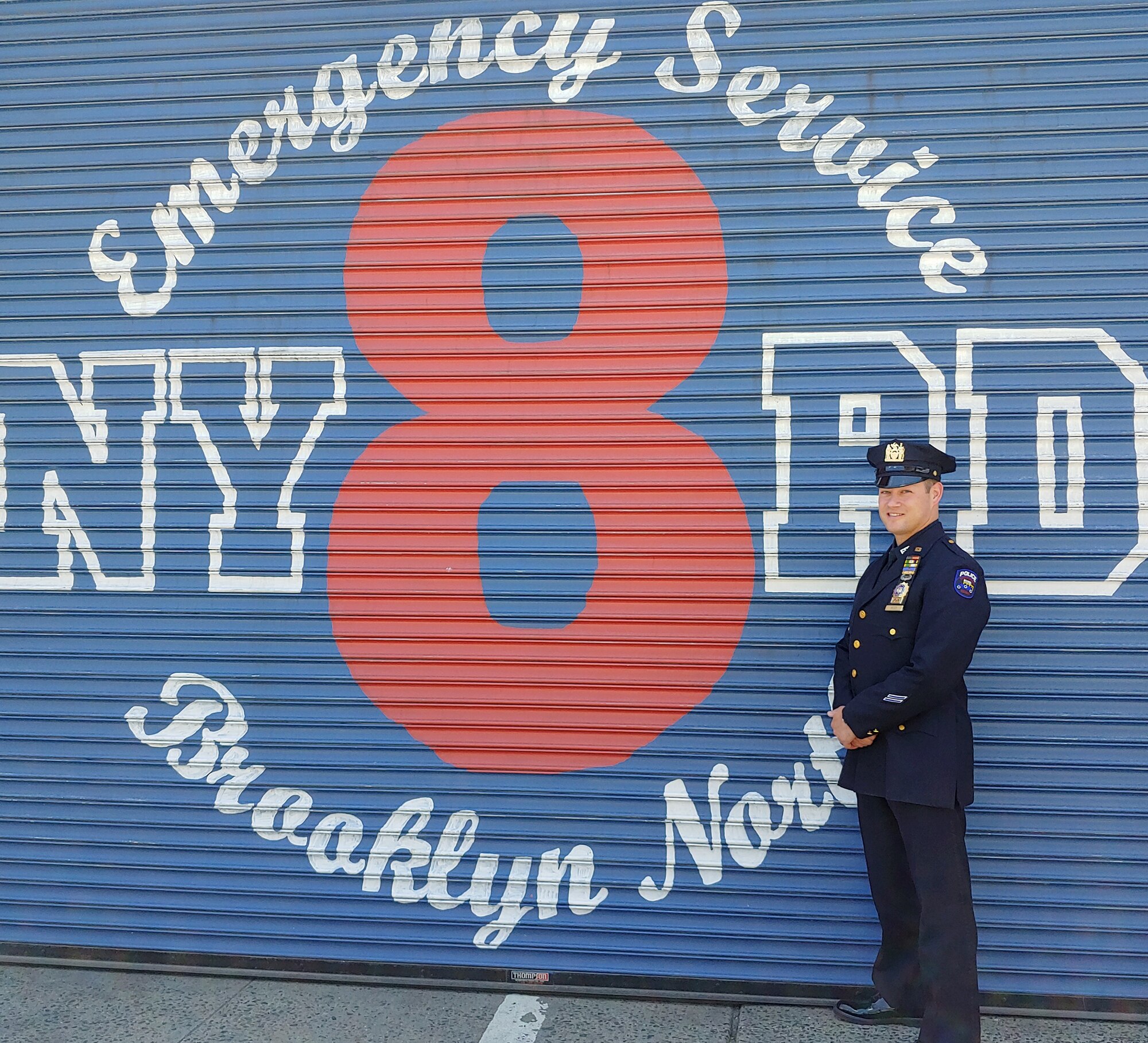 U.S. Air Force Tech. Sgt. Bill Reed, 82nd Expeditionary Rescue Squadron Det. 1 Tactical Air Control Party joint terminal attack controller, poses for a photo in his New York City Police Department uniform, Jun. 4, 2019. When he is not deployed, Reed is a detective in the NYPD’s Emergency Services Unit. (Courtesy photo)