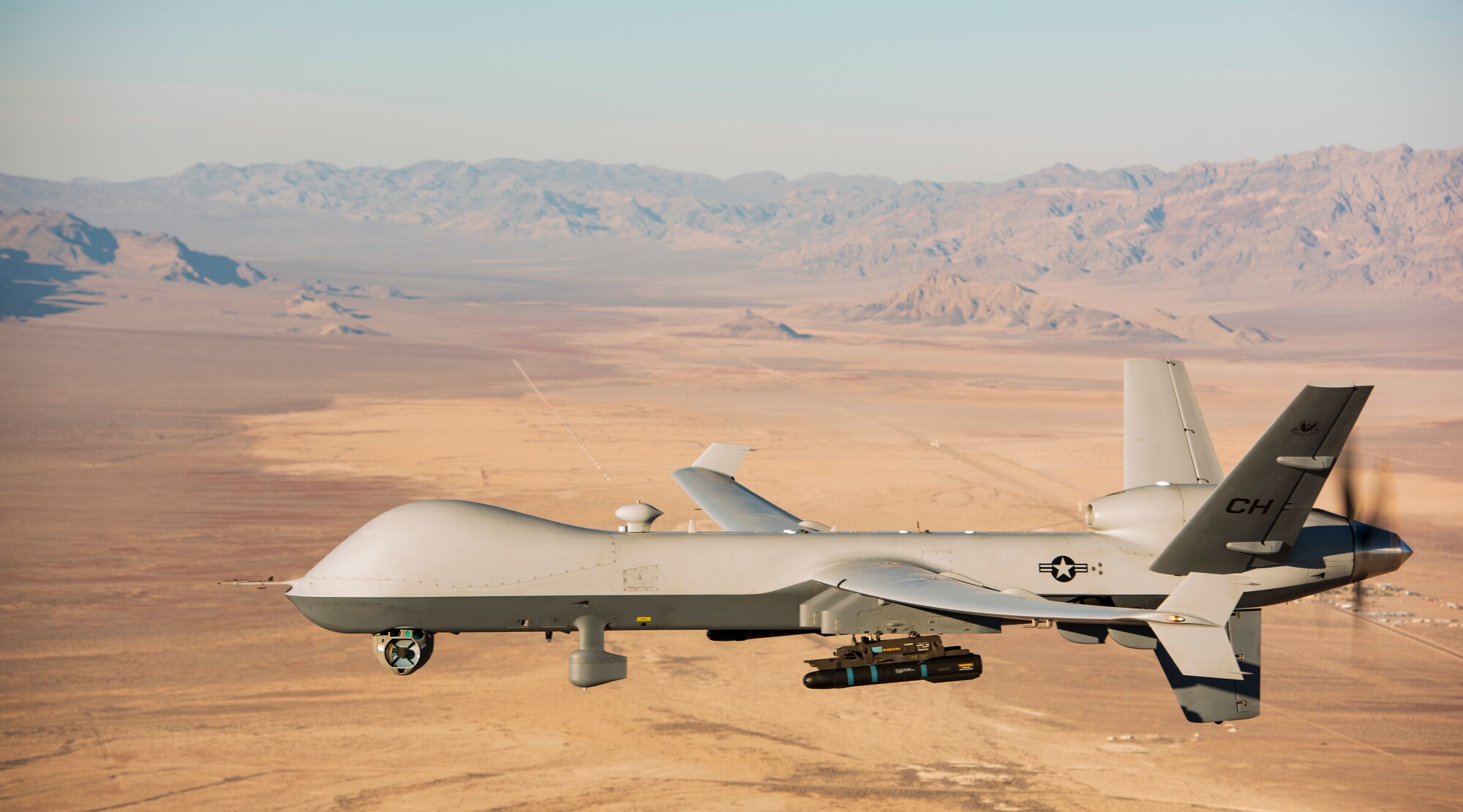 An MQ-9 Reaper flies over the Nevada Test and Training Range.