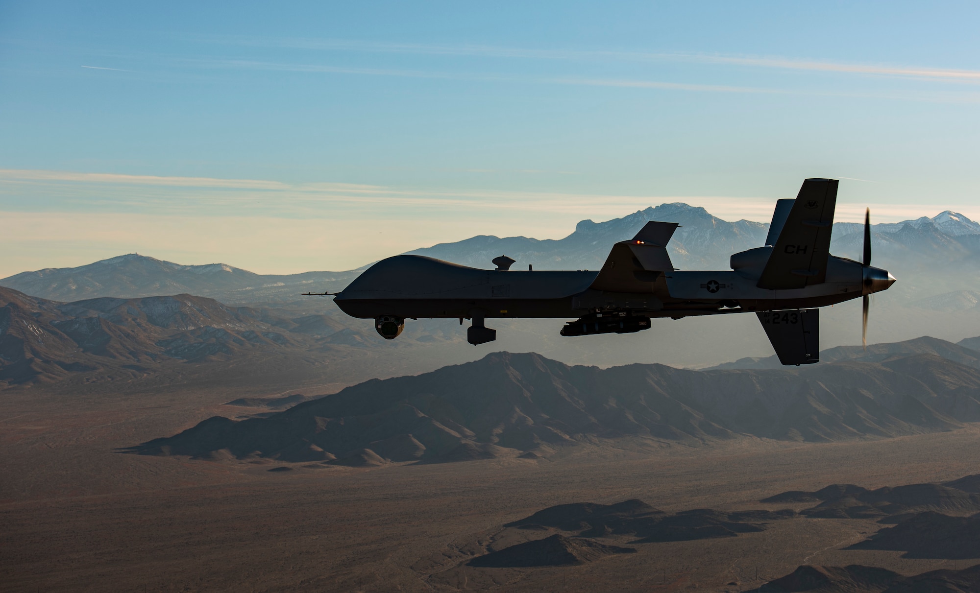 An MQ-9 Reaper flies over the Nevada Test and Training Range.