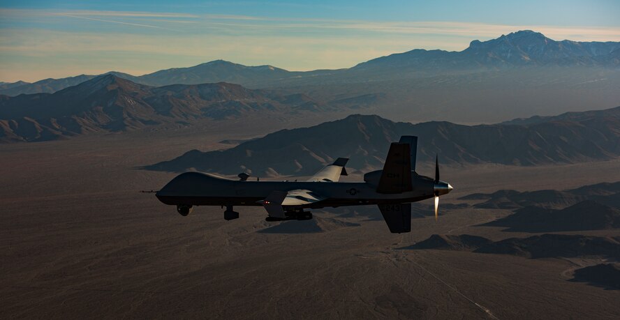 An MQ-9 Reaper flies over the Nevada Test and Training Range.