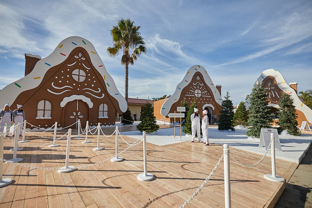 Life size outdoor gingerbread village