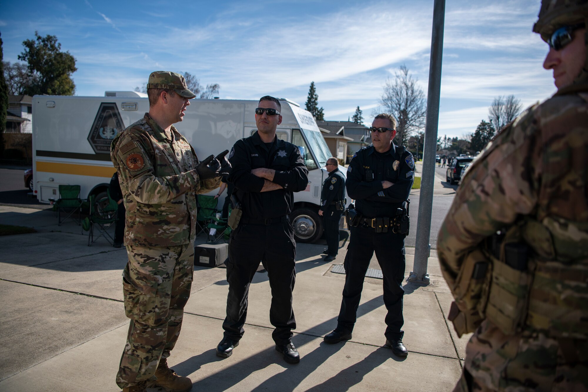 Travis Airmen working to neutralize antique explosives found in community home.