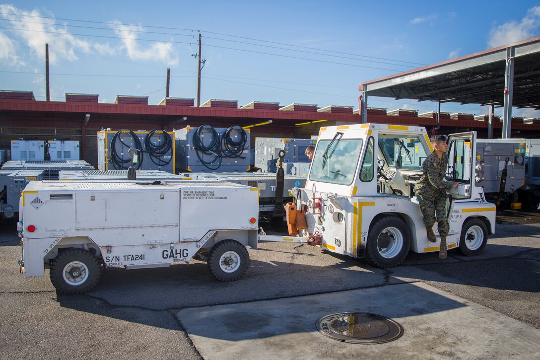 U.S. Marines with Marine Aviation Logistics Squadron (MALS) 13, marine aviation maintenance, conduct routine maintenance and inspections on gear and equipment on Marine Corps Air Station Yuma, Ariz., Nov. 20, 2019. MALS-13 is a tenant squadron aboard MCAS Yuma who's mission is to provide aviation support, guidance, and direction to the Marine Aircraft Group Squadrons. (U.S. Marine Corps photo by Lance Cpl John Hall)