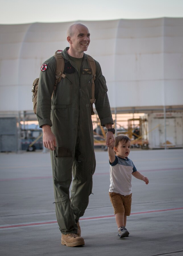 U.S. Marines attached to 11th Marine Expeditionary Unit (MEU) return home and are welcomed by friends and family on Marine Corps Air Station (MCAS) Yuma, Ariz.,  Nov 24, 2019.