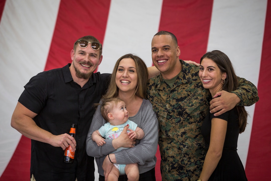 U.S. Marines attached to 11th Marine Expeditionary Unit (MEU) return home and are welcomed by friends and family on Marine Corps Air Station (MCAS) Yuma, Ariz.,  Nov 24, 2019.
