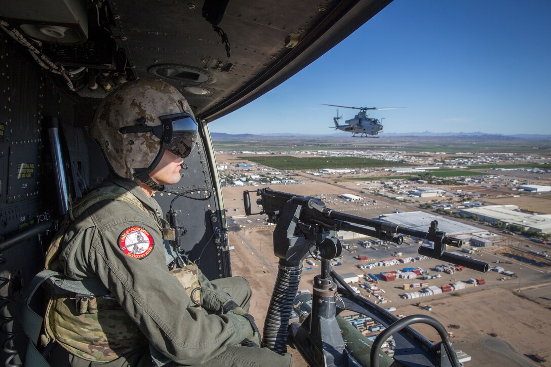 U.S. Marines with Marine Test and Evaluation Squadron One (VMX-1) conduct a live fire training exercise with the AH-1Z Cobra and F-35B Lightning II in Yuma, Ariz., Nov. 26, 2019.