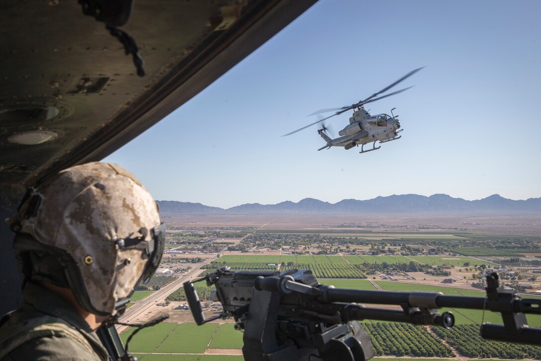 U.S. Marines with Marine Test and Evaluation Squadron One (VMX-1) conduct a live fire training exercise with the AH-1Z Cobra and F-35B Lightning II in Yuma, Ariz., Nov. 26, 2019.
