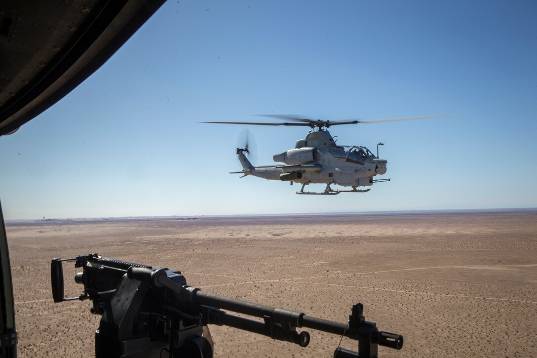 U.S. Marines with Marine Test and Evaluation Squadron One (VMX-1) conduct a live fire training exercise with the AH-1Z Cobra and F-35B Lightning II in Yuma, Ariz., Nov. 26, 2019.