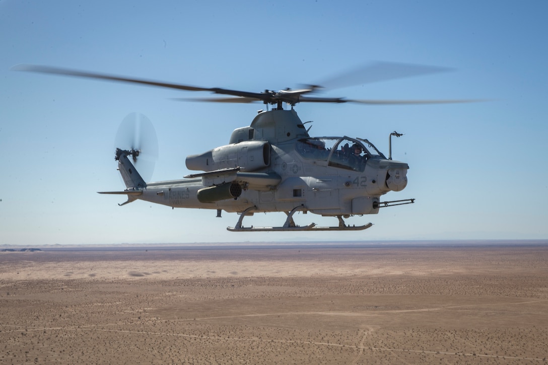 U.S. Marines with Marine Test and Evaluation Squadron One (VMX-1) conduct a live fire training exercise with the AH-1Z Cobra and F-35B Lightning II in Yuma, Ariz., Nov. 26, 2019.