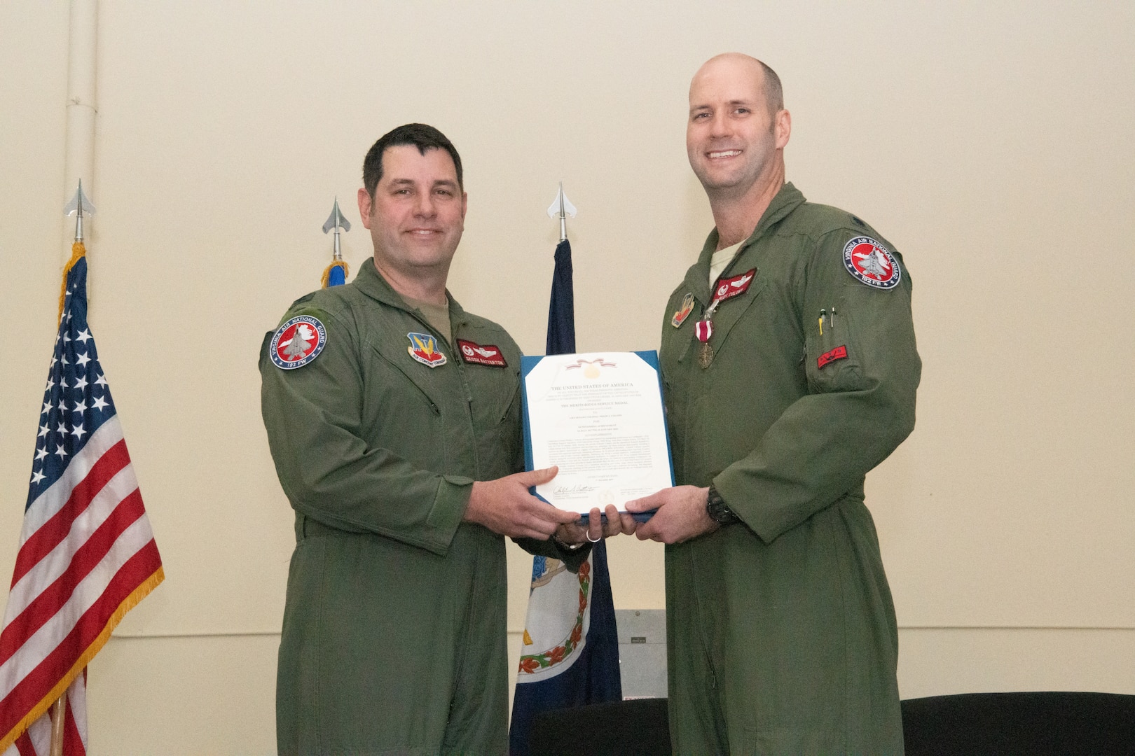 Airmen at a change of command ceremony