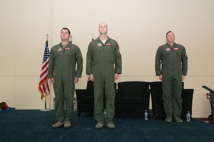 Airmen at a change of command ceremony