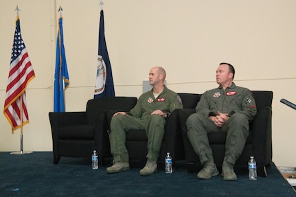 Airmen at a change of command ceremony