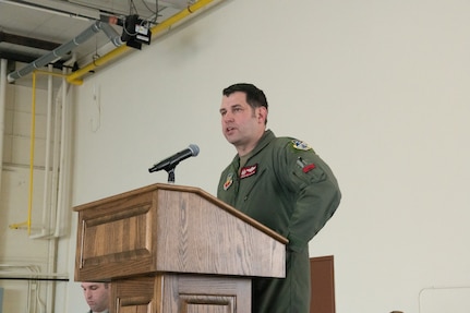 Airmen at a change of command ceremony