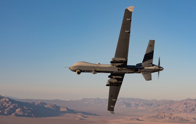 An MQ-9 Reaper flies over the Nevada Test and Training Range.