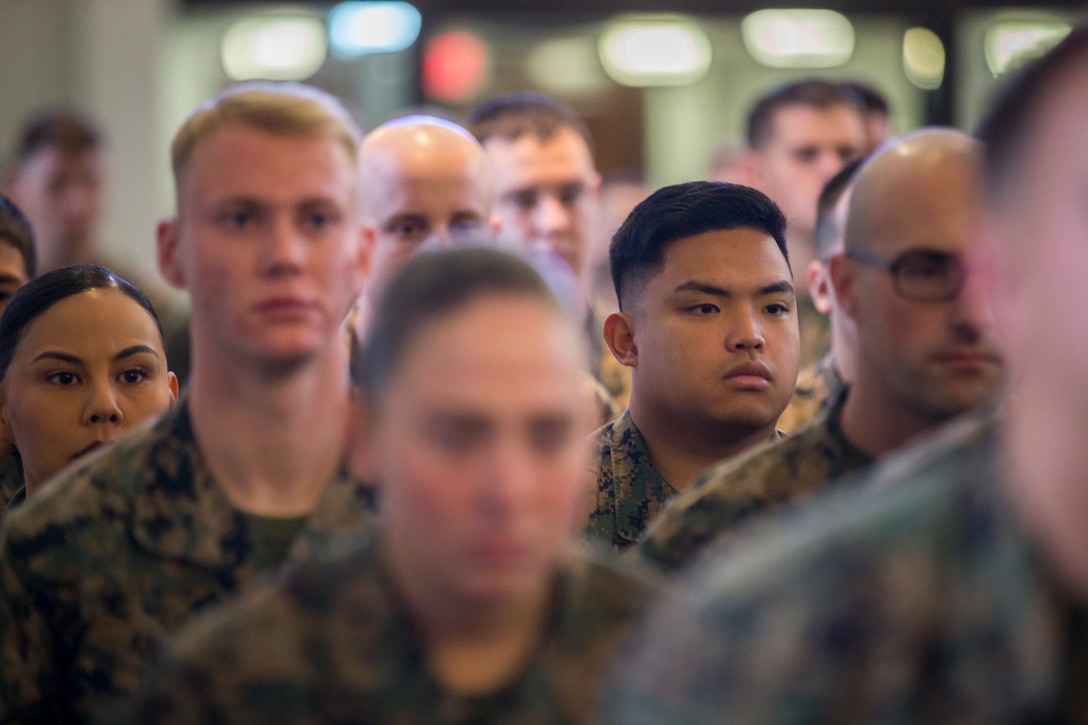 U.S. Marines stationed on Marine Corps Air Station (MCAS) Yuma graduate from Lance Corpal Seminar 1-20 at the MCAS Yuma station chapel, Dec. 6, 2019.