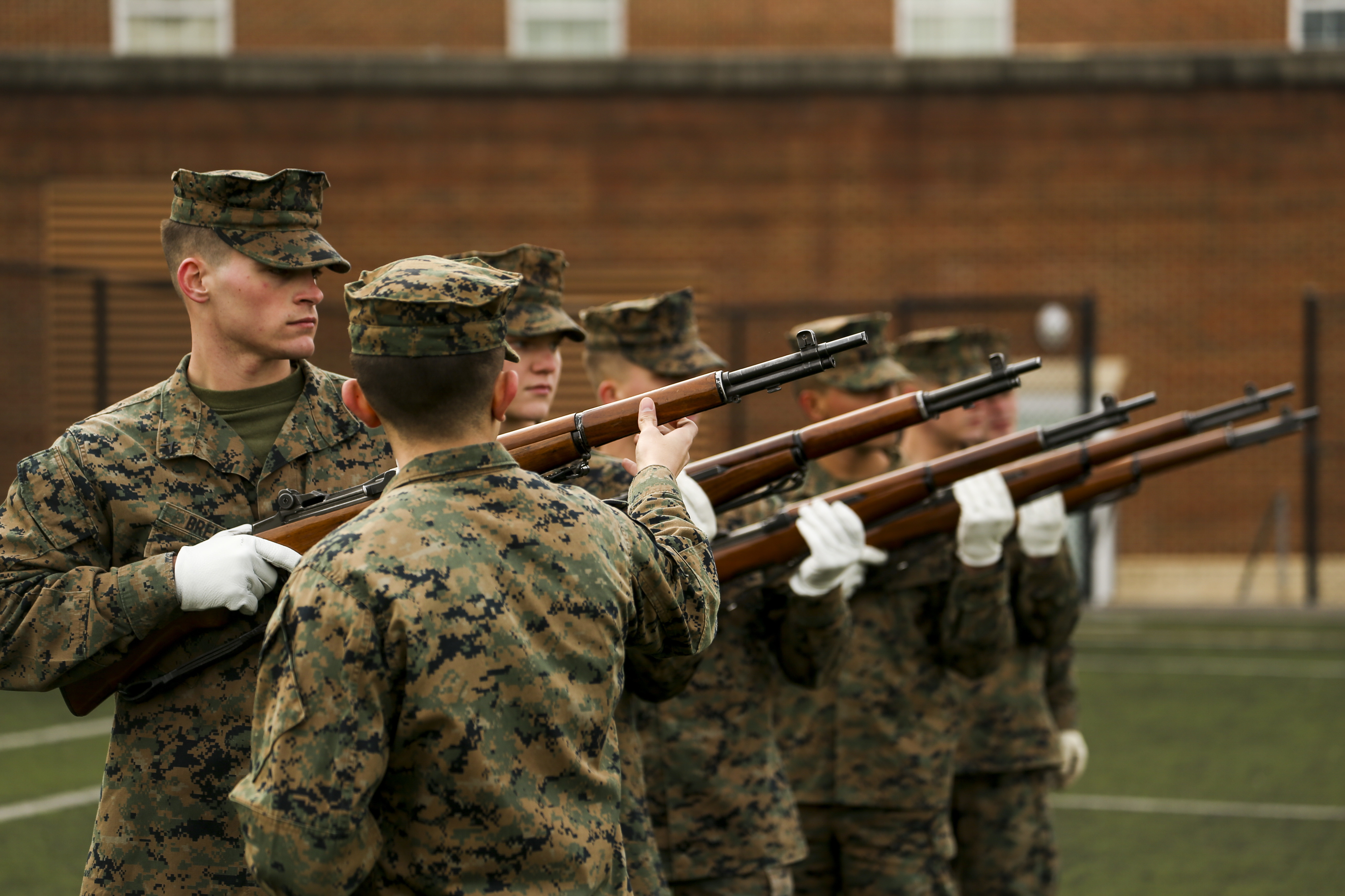 Marines Practice Firing Party Sequence at Marine Barracks Washin