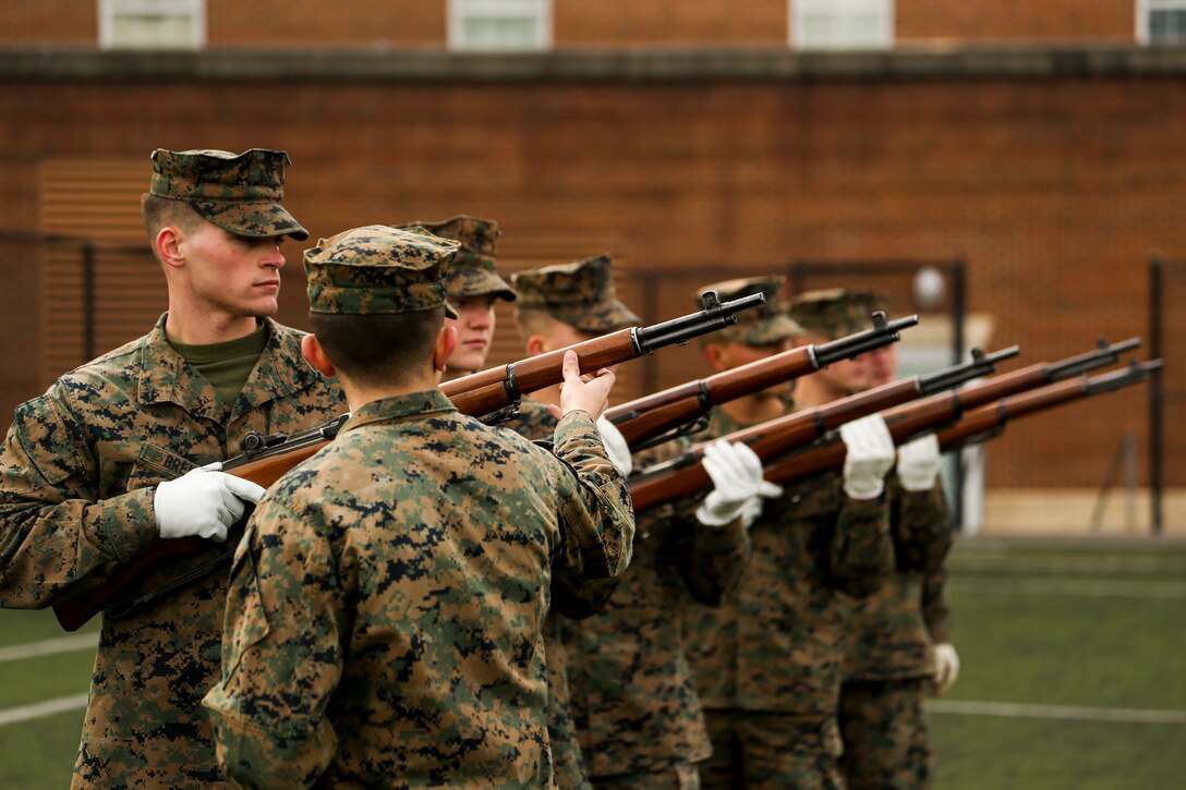 The Marines rehearse the sequence every week in preparation for upcoming funerals at Arlington National Cemetery.