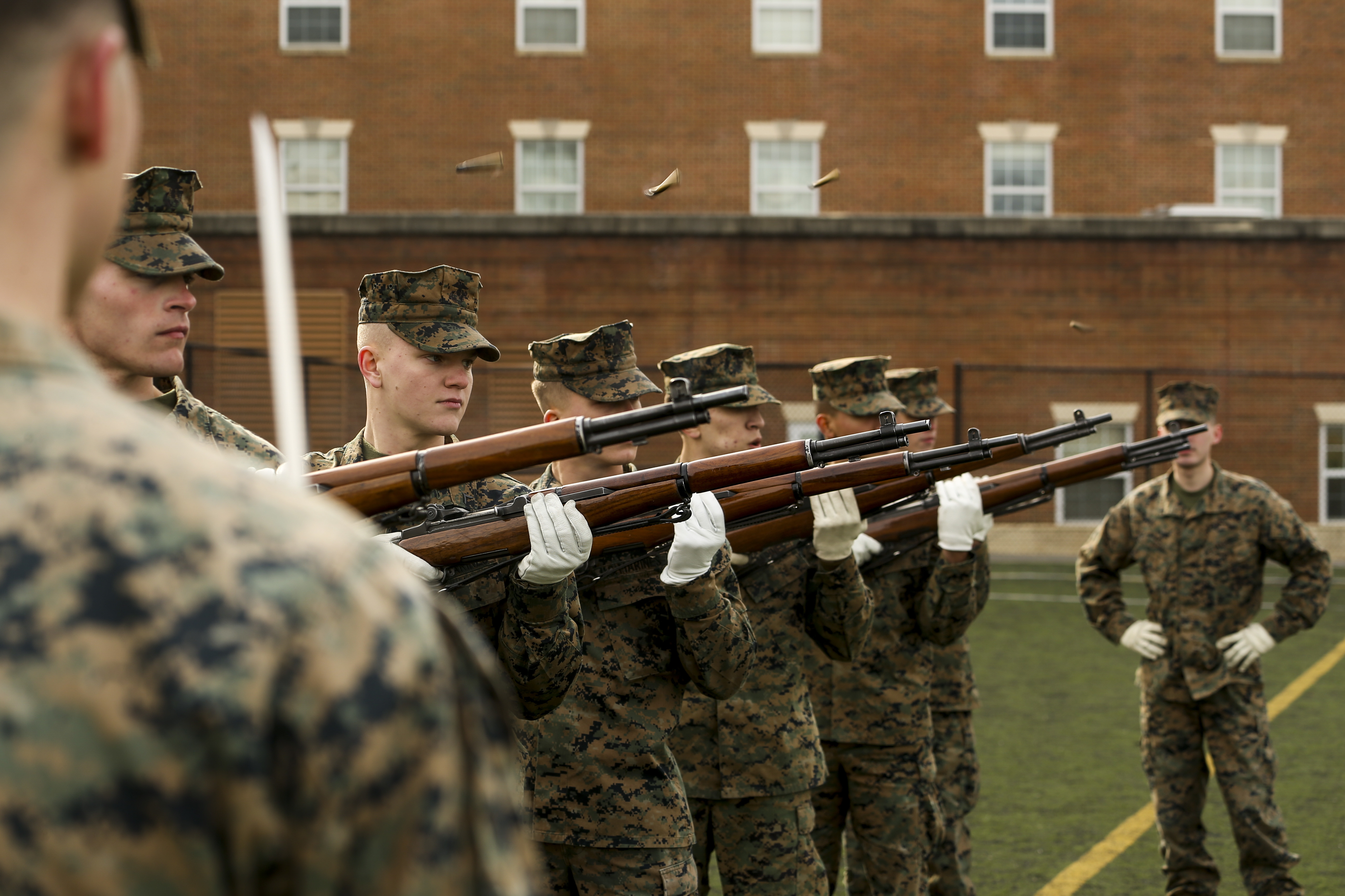 Marines Practice Firing Party Sequence at Marine Barracks Washin