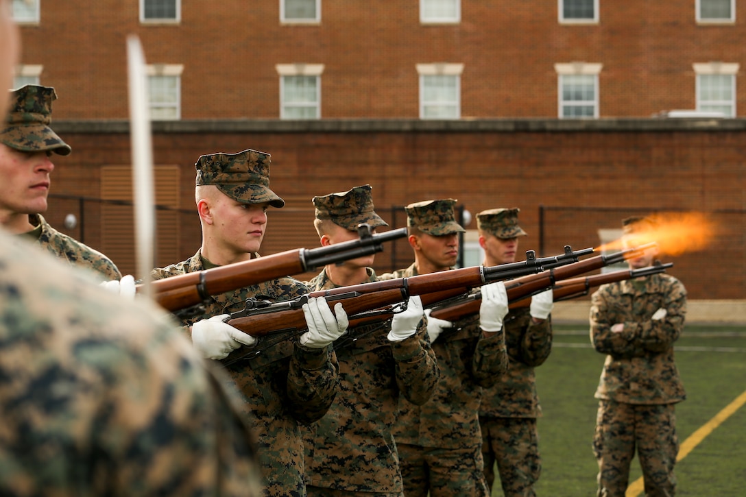 The Marines rehearse the sequence every week in preparation for upcoming funerals at Arlington National Cemetery.