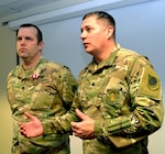Lt. Col. Darren Horton, Commander, Recruiting and Retention Battalion, Illinois National Guard, highlights the work of Sgt. 1st Class Matthew P. Harris, of Petersburg, Illinois, to increase the RBB’s efficiency and strategic alignment.