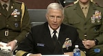 Broadcast screenshot of Navy Adm. Craig S. Faller, U.S. Southern Command commander, speaking before the Senate Armed Services Committee.