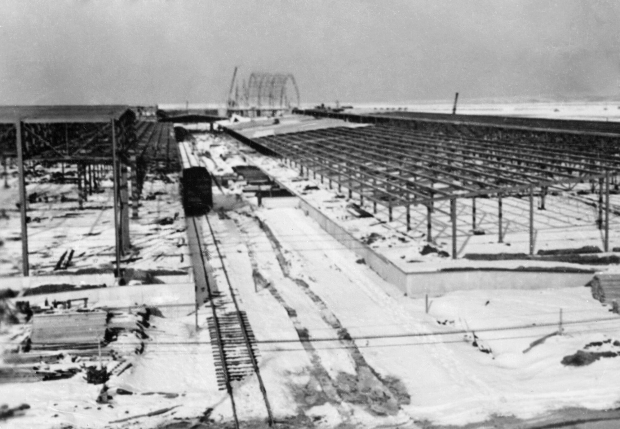 Construction of supply warehouses and Operations Hangar, December 1940